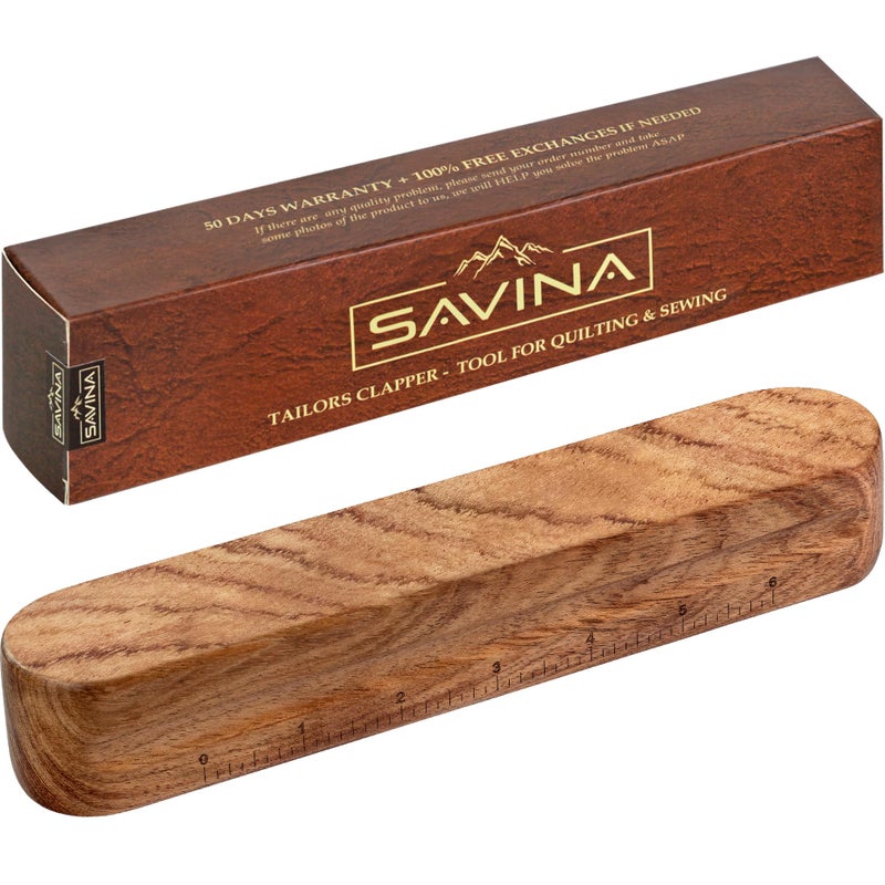 Savina Tailors Clapper for Quilting  Hard Wood Professional Multipurpose Durable for Seam Ironing  Flattening Tool. Great for Setting Fabric Folds  Accenting  Clothing Wrinkle Sewing. - Image 1